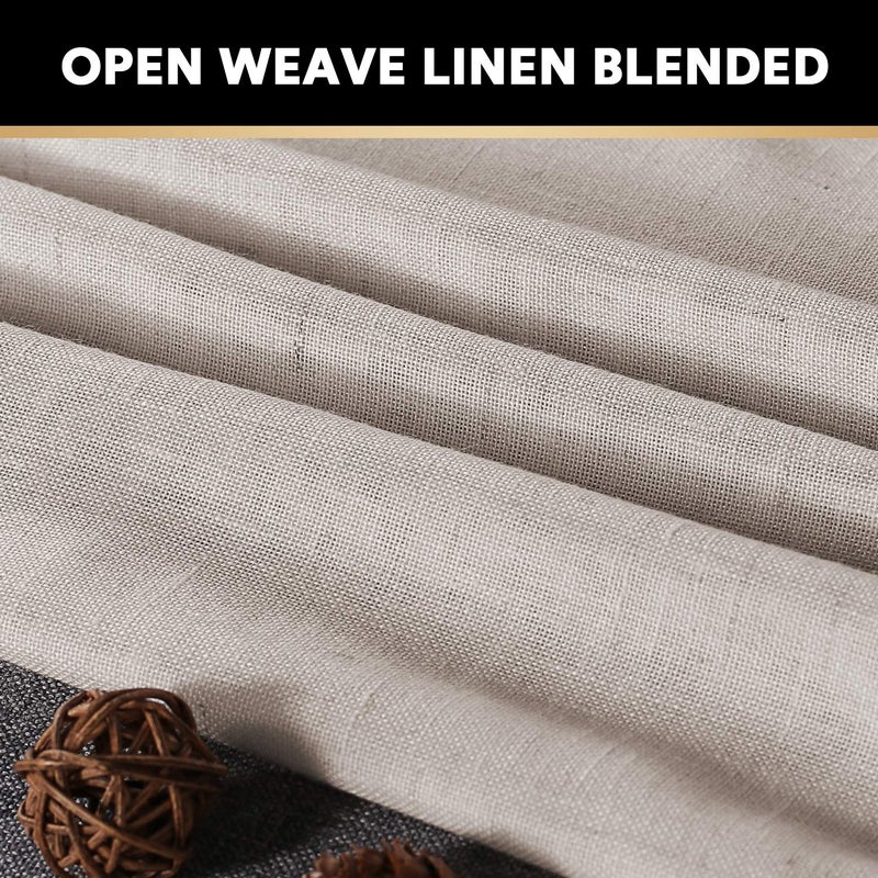 PrinceDeco Linen Sheer Curtains Tab Top Linen Curtain for Living Room Ultra Luxurious Solid High Woven Linen Window Drapes Energy Saving Light Filtering Curtains, 2 Panels, 52 x 84 Inch, Angora - Image 3